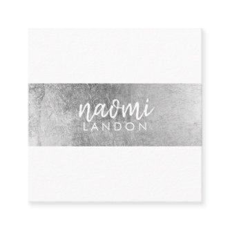 Elegant gray silver modern stripe minimalist white square