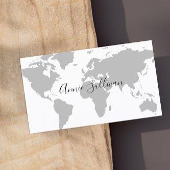 Elegant Gray World Map on White