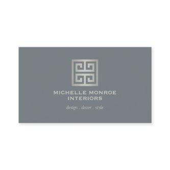 Elegant Greek Key Designer Logo Silver/Slate Gray