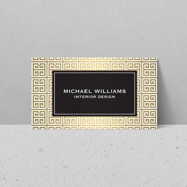 Elegant Greek Key Pattern in Faux Gold/White