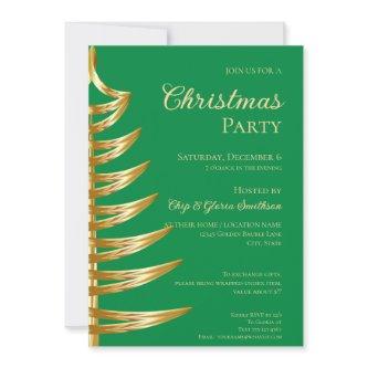Elegant Green & Gold Christmas Party Invitation