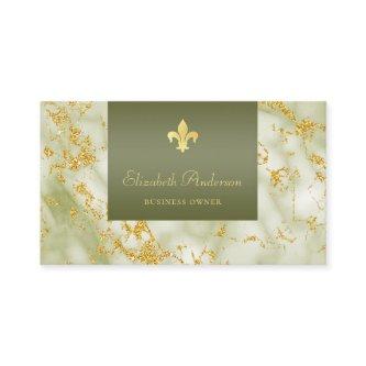 Elegant Green Marble With Gold Fleur de Lis