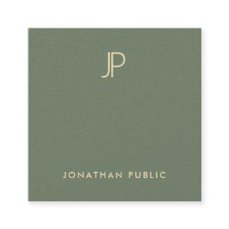 Elegant Green Template Modern Gold Monogram Luxury Square