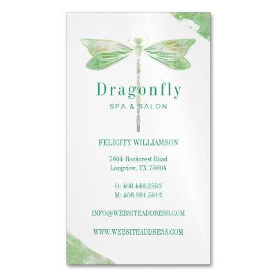 Elegant Green Watercolor Wash Dragonfly Logo  Magnet