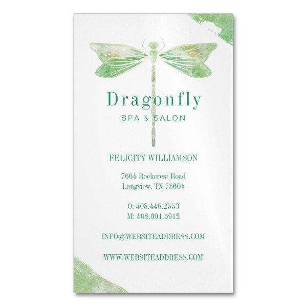 Elegant Green Watercolor Wash Dragonfly Logo  Magnet