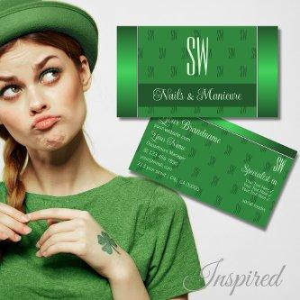 Elegant Green with Initials Pattern Professional