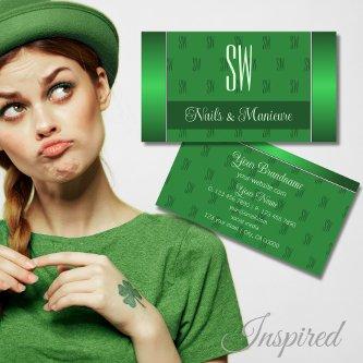 Elegant Green with Monogram Pattern Professional