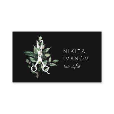 Elegant Greenery Salon Scissors Logo Appointment