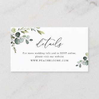 Elegant Greenery Wedding Website Details Card