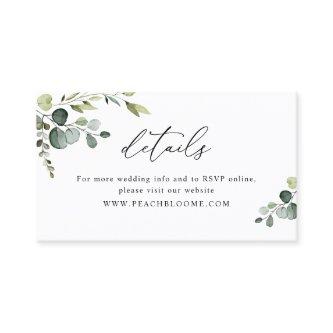 Elegant Greenery Wedding Website Details Card