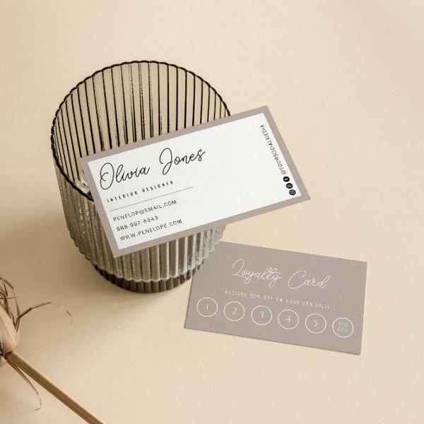 Elegant Grey Neutral Trendy Taupe Modern 6 Punch Loyalty Card