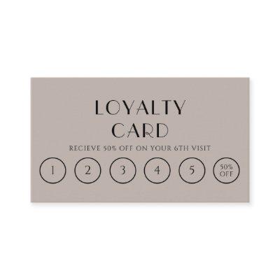 Elegant Grey Taupe Neutral Boho Modern 6 Punch Loyalty Card
