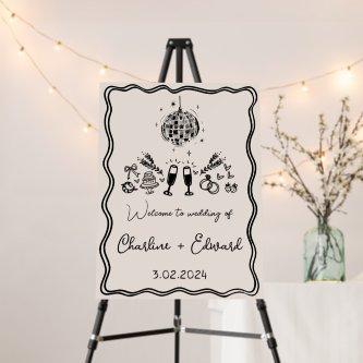 Elegant Hand Drawn Retro Black Wedding Sign