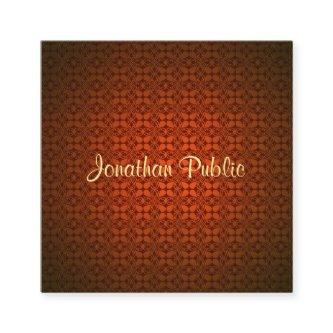 Elegant Handwriting Name Text Template Red Damask Square