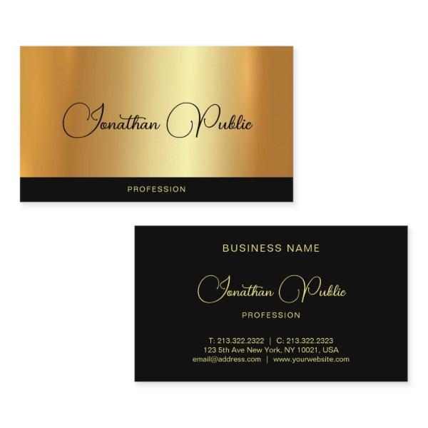 Elegant Handwritten Name Black & Gold Template