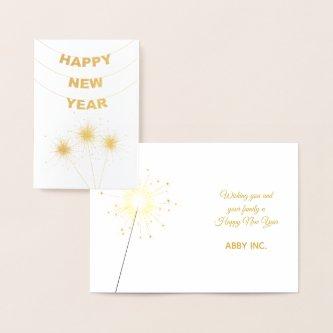 Elegant Happy New Year Corporate Gold Foil Card