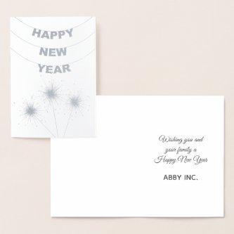 Elegant Happy New Year Corporate Silver Foil Card