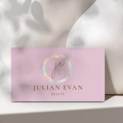 Elegant Holographic Monogram Pink