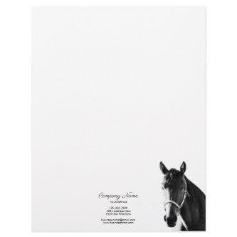 Elegant Horse Head Black White Bottom Letterhead