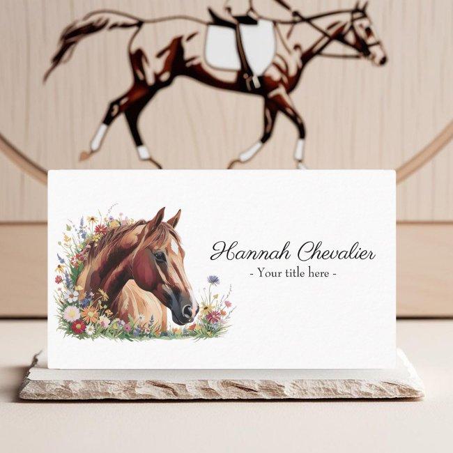 elegant horse with wildflower equestrian