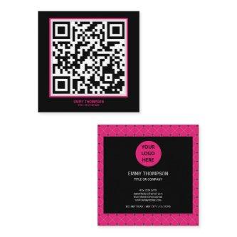 Elegant Hot Pink Magenta Black QR Scan Company Square