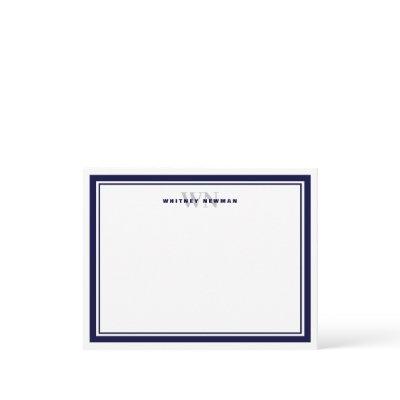Elegant Initial Monogram Two Border Stationery Note Card
