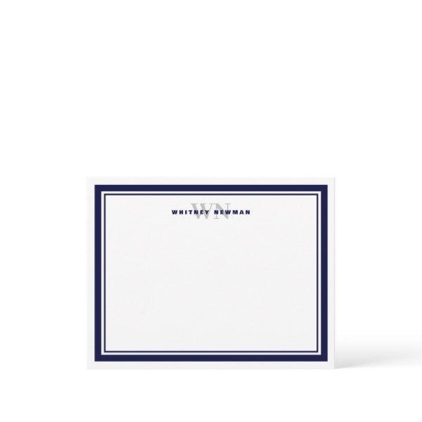 Elegant Initial Monogram Two Border Stationery Note Card