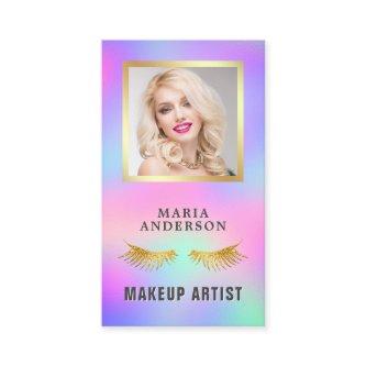 Elegant Iridescent Holographic Makeup Artist Photo