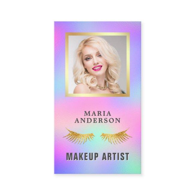 Elegant Iridescent Holographic Makeup Artist Photo