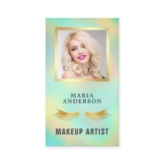 Elegant Iridescent Holographic Makeup Artist Photo