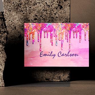 Elegant iridescent unicorn faux glitter drips