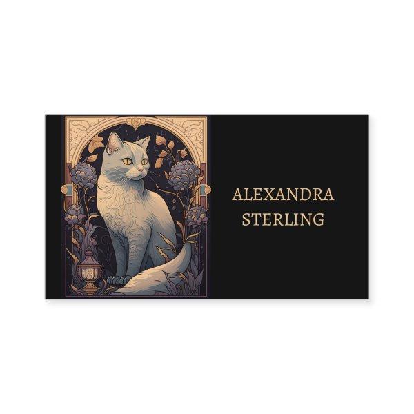 Elegant Ivory Art Nouveau Feline Personalized