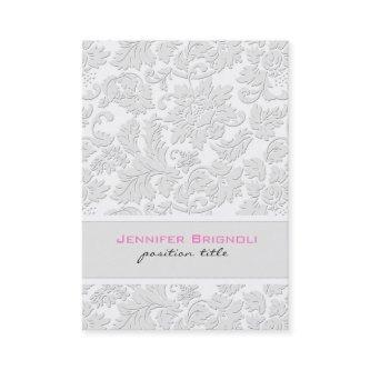 Elegant Ivory White Floral Damasks Embossed Effect