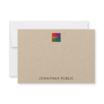 Elegant Kraft Paper Your Own Company Logo Here Note Card