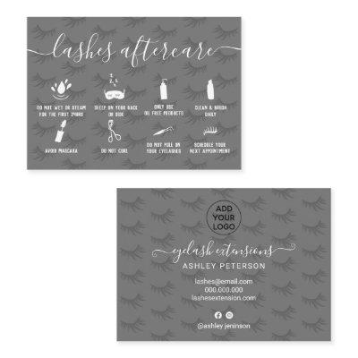 Elegant lashes aftercare gray illustrations