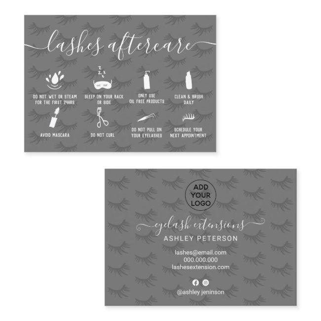Elegant lashes aftercare gray illustrations