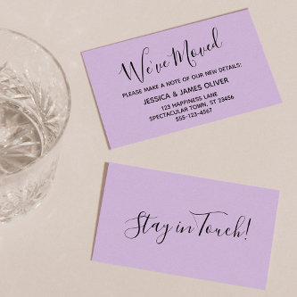 Elegant, Lavender Typography "We've Moved" Card