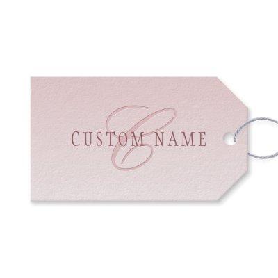 Elegant Lettering & Monogram | Rose Ombre Gift Tags
