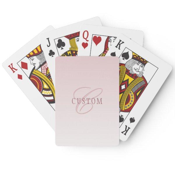 Elegant Lettering & Monogram | Rose Ombre Poker Cards