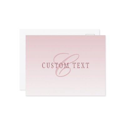 Elegant Lettering & Monogram | Rose Ombre Postcard