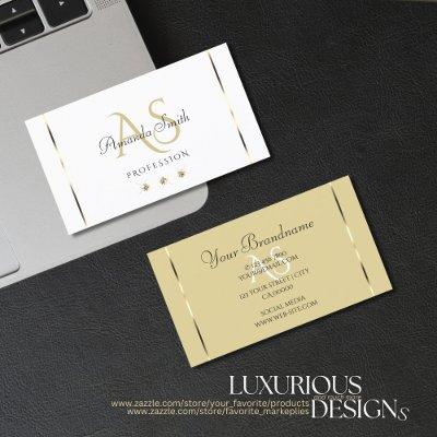 Elegant Light Beige and White Diamonds Initials