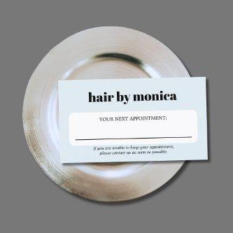 Elegant Light Blue Bold Beauty Salon  Appointment Card
