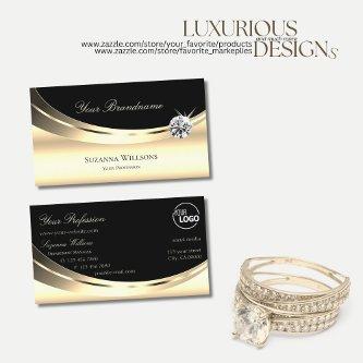Elegant Light Gold and Black with Logo Diamond