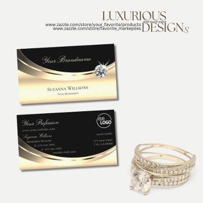Elegant Light Gold and Black with Logo Diamond