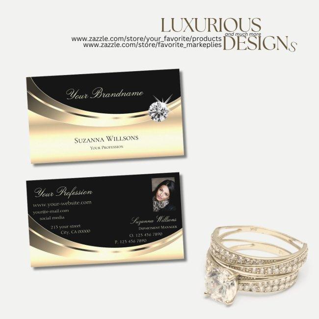 Elegant Light Gold Black with Photo and Diamond