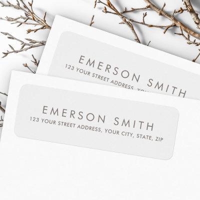 Elegant light gray minimalist return address label