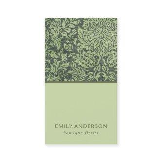 ELEGANT LIME GREEN BLACK DAMASK FLORAL PATTERN