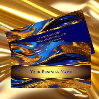 Elegant liquid gold Royal Blue Abstract