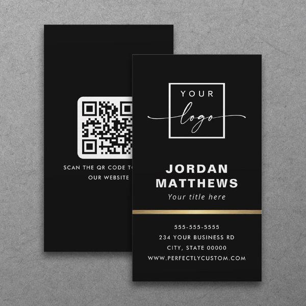 Elegant logo QR code golden gradient border black