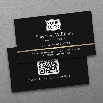 Elegant logo QR code golden gradient divider black